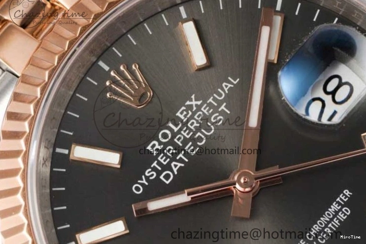 MiroTime 0504 DateJust 36 SS RG DIWF 1:1 Best Edition 904L Steel Gray Stick Dial on Jubilee Bracelet SA Original 2321